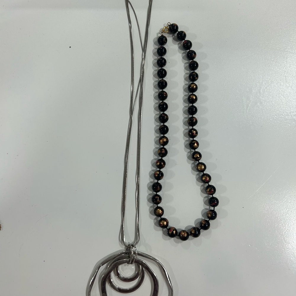 Women’s Black and Bronze Beaded Necklace - Unbranded